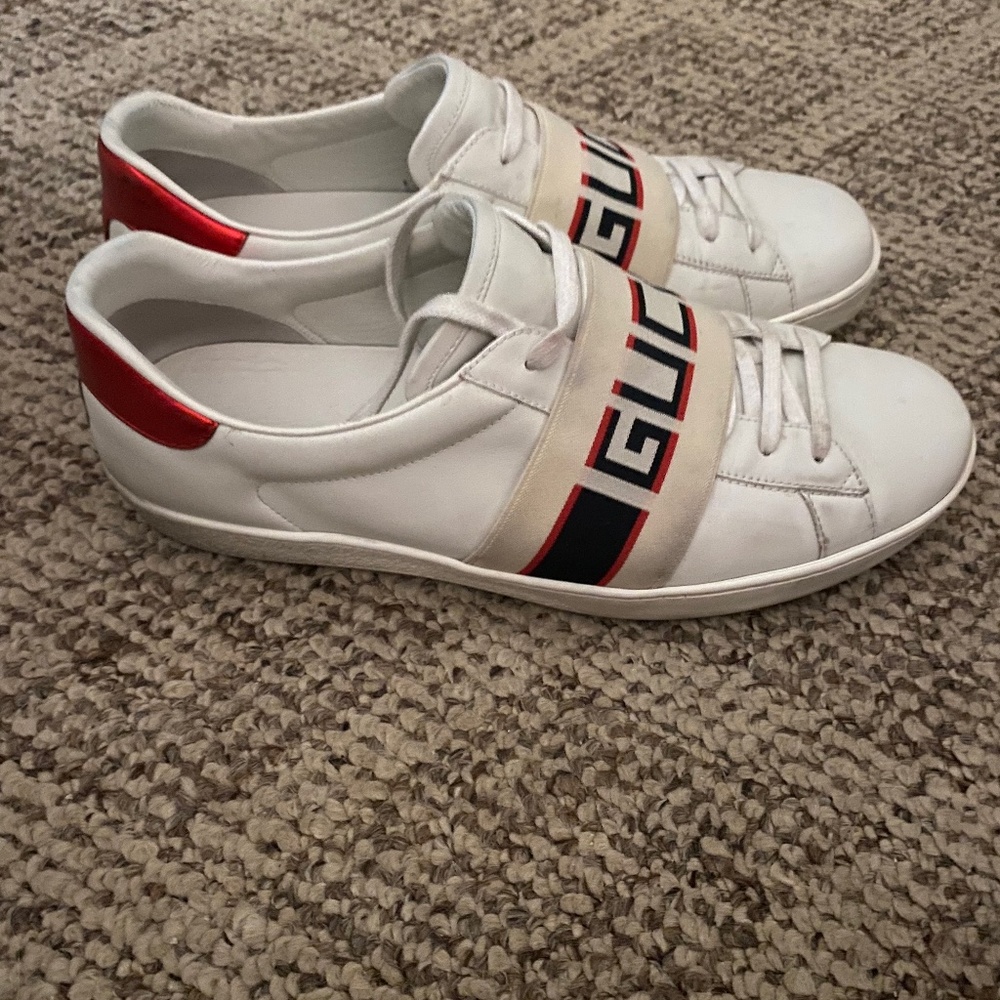 Gucci Mens White New Ace Stripe Sneakers